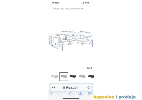 Neotpakovana/nova  modularna ugaona garnitura - 4/5