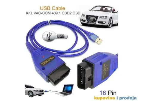 USB VAG-COM 409.1, OBD2 KKL VW, Audi, Škoda,Seat - 1/13