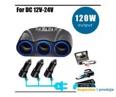 3.1A USB Auto Upaljac / Punjač, 12V-24V, 120W 3 izlaza