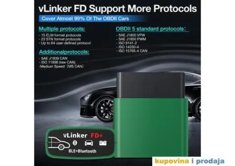 Vgate vLinker FD+ ELM327 V2.2 za Ford i Mazdu, Bluetooth 4.0 - 7/15