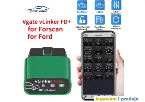 Vgate vLinker FD+ ELM327 V2.2 za Ford i Mazdu, Bluetooth 4.0 - 10/15