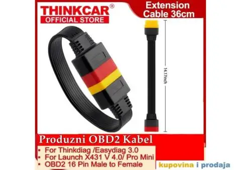 OBDII produžni kabel 36 cm za Thinkcar - 1/12