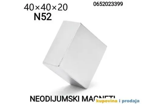 40x40x20mm N52 Neodijumski Bolk Magneti - 1/15