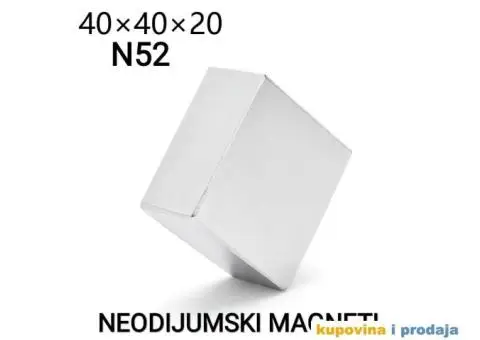 40x40x20mm N52 Neodijumski Bolk Magneti - 15/15